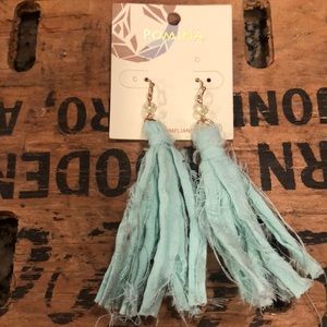 Teal tassel earrings